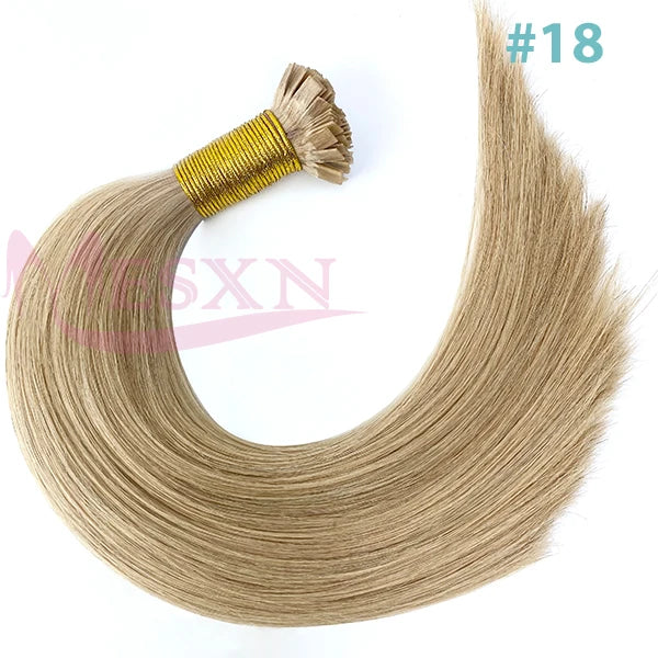 High Quality Straight Flat Tip Hair Extensions  100% Real Human Hair Fusion Hair Extensions  Brown Blonde Color 1g/Strand