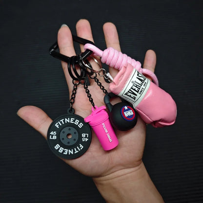 New Fitness Keychain Gym Lovers Fitness Enthusiast Gift Barbell Dumbbell Keychain Fitness Bag backpack Charms
