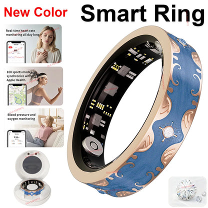 2026 New Smart Ring Men Women with Charging Case Heart Rate Blood Oxygen Health Sleep Monitoring IP68 Waterproof For Android IOS