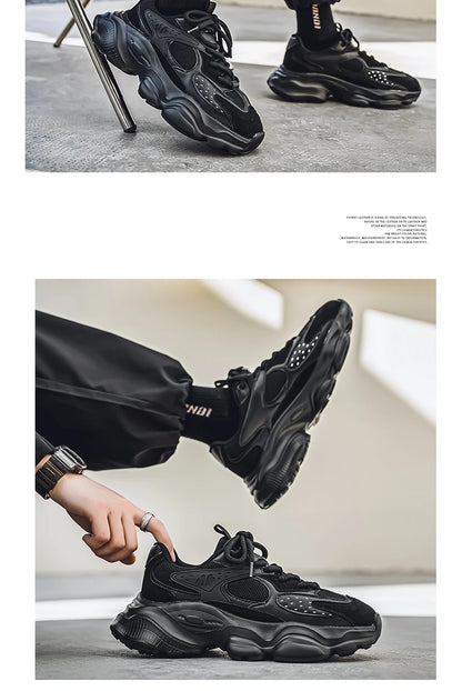 Sports Casual Men Shoes Anti Slip Wear-Resistant Trendy Breathable Outdoor Running Soft Platform Soles Comfort Male Sneakers