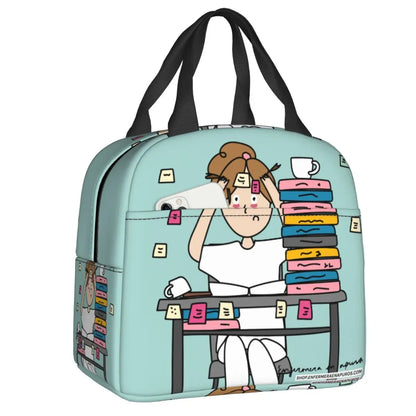 Custom Enfermera En Apuros Doctor Nurse Medical Health Insulated Lunch Bag for Women Portable Cooler Thermal Lunch Box School