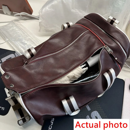 Gym Bag Men and Women Shoulder Bag Messenger Portable Training Basketball Bag Cylinder Travel Bags Sports Leather Handbag Tennis