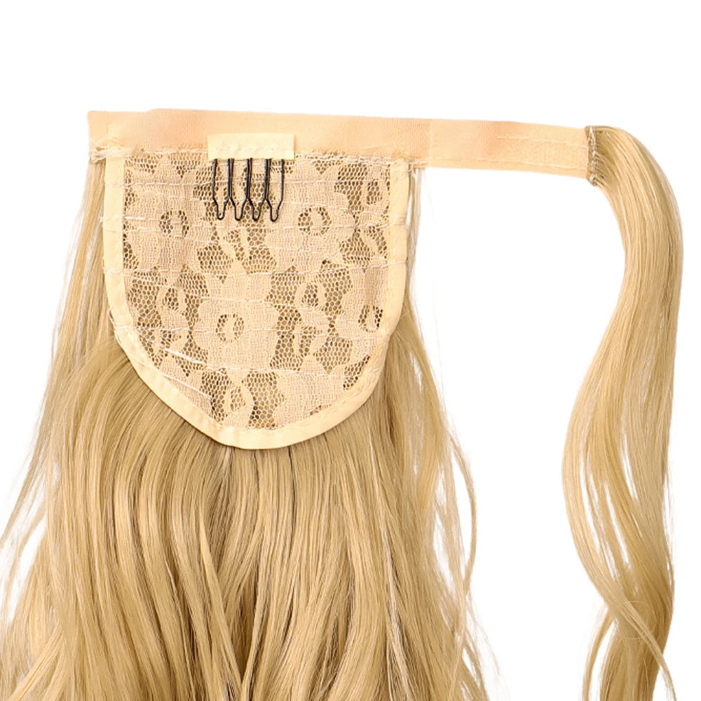 Synthetic Hair Ponytail Extension Curly hairBlonde Wrap-Around Hairpiece Easy to Wear for Quick Style Change