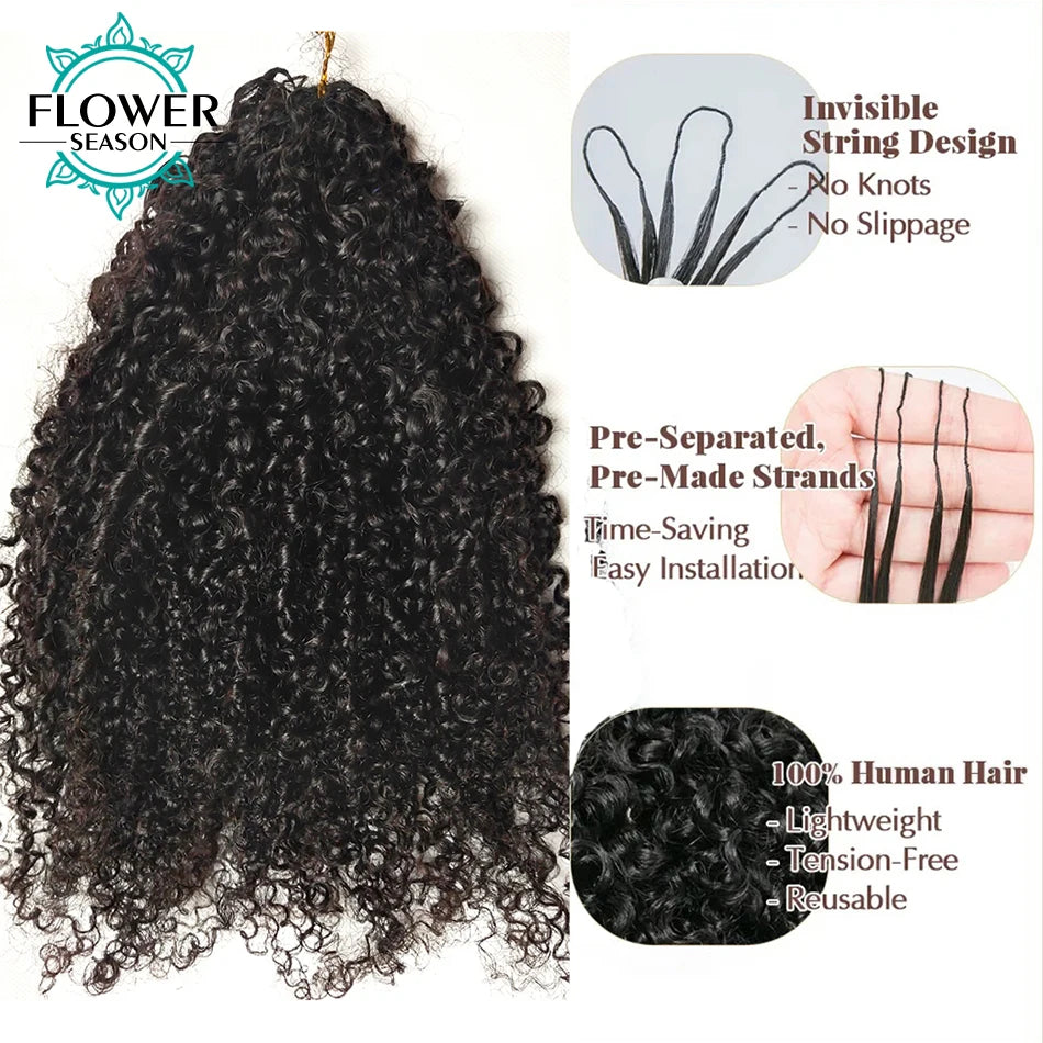 Crochet Human Hair Extensions Multi-Textured Kinky Curly Pre-Separated Crochet Hair Extensions Knotless Micro Twists For Women