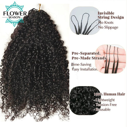 Crochet Human Hair Extensions Multi-Textured Kinky Curly Pre-Separated Crochet Hair Extensions Knotless Micro Twists For Women