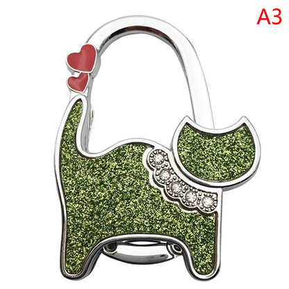 Protable Cat Shape Metal Bag Table Edge Hanger Holder Tiny Hooks Folding Bag Purse Hanger Handbag Hook Purse Tote Home Storage