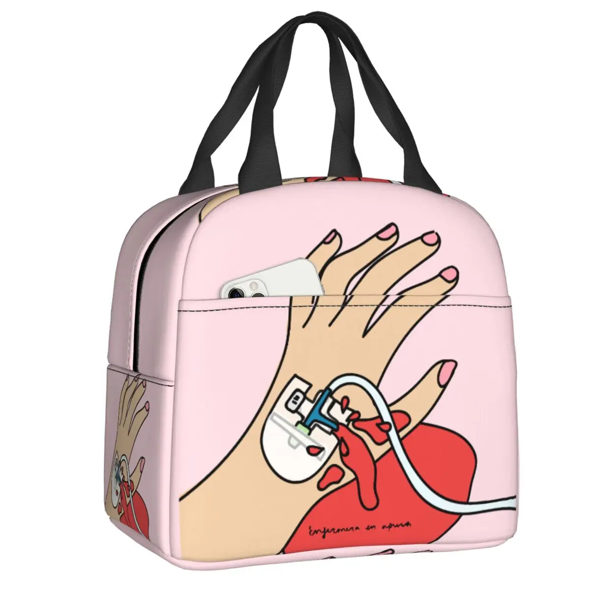 Custom Enfermera En Apuros Doctor Nurse Medical Health Insulated Lunch Bag for Women Portable Cooler Thermal Lunch Box School