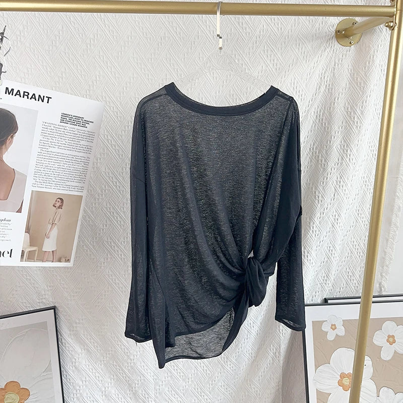 Women's Fitness Sports T-shirt Loose Long Sleeve Breathable Comfort Side-Opening Design Running Fitness Leisure Outdoor Yoga Top