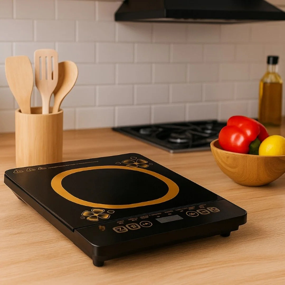 2200W Induction Cooktop With 10 Power Levels Glass Surface Non-Slip Design Intelligent Temperature Control EU Plug