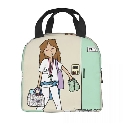 Custom Enfermera En Apuros Doctor Nurse Medical Health Insulated Lunch Bag for Women Portable Cooler Thermal Lunch Box School
