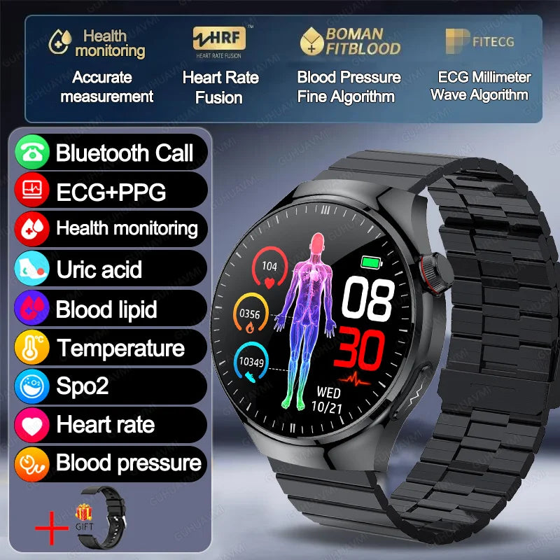 2026 New Non Invasive Health Monitoring Smartwatch Blood Lipids Uric Acid Heart Rate Body Temperature Bluetooth Call Smart Watch