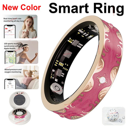 2026 New Smart Ring Men Women with Charging Case Heart Rate Blood Oxygen Health Sleep Monitoring IP68 Waterproof For Android IOS