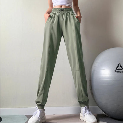Fitness Sports Pants Women Elastic Band Waist/Foot Quick Dry Loose Cycling Running Yoga Pants Female Streetwear Pantalon Femme