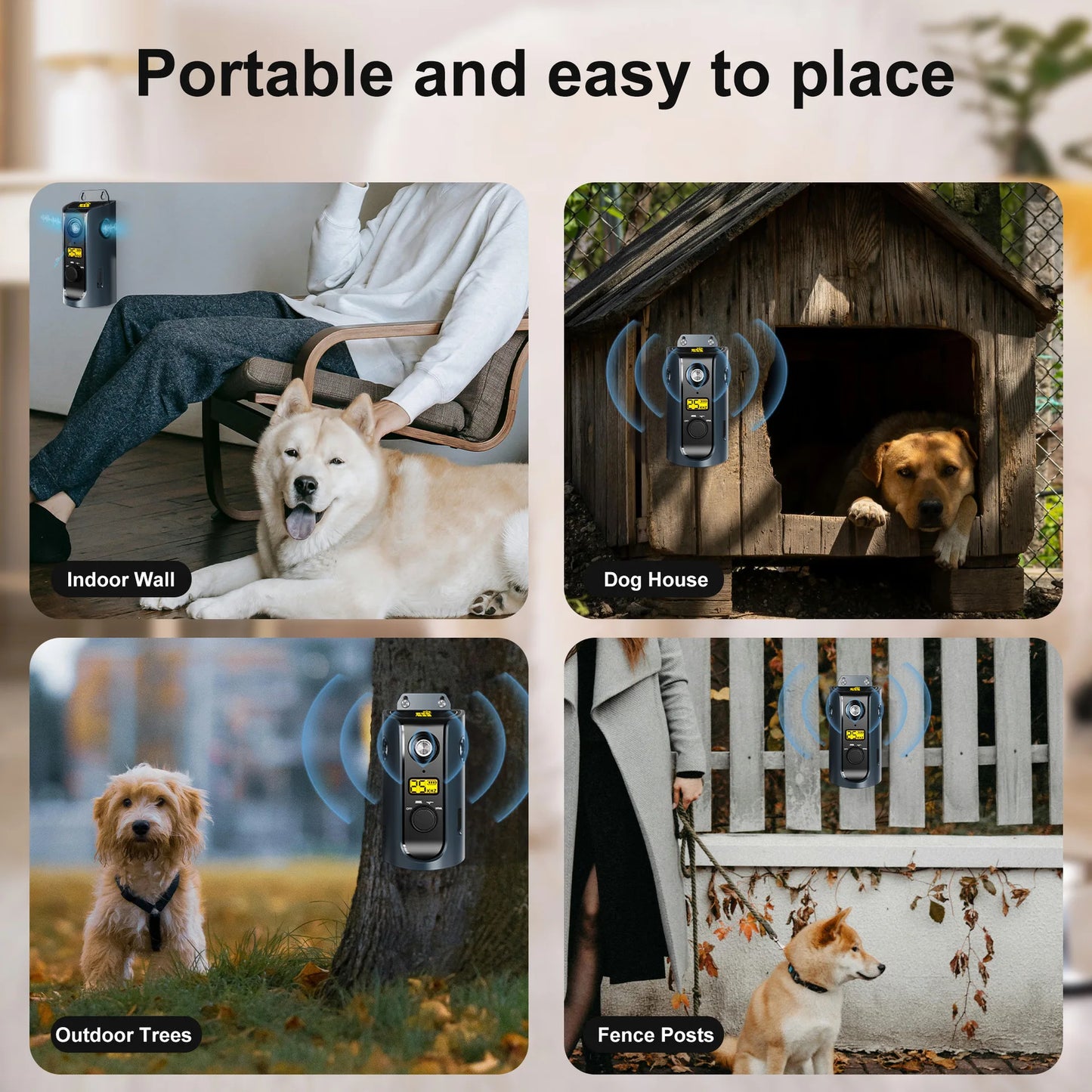 PATPET U13 Portable Ultrasonic Anti Barking Device Dog Solar Charging Dog Pet Training High Frequency Flash Rechargeable Home