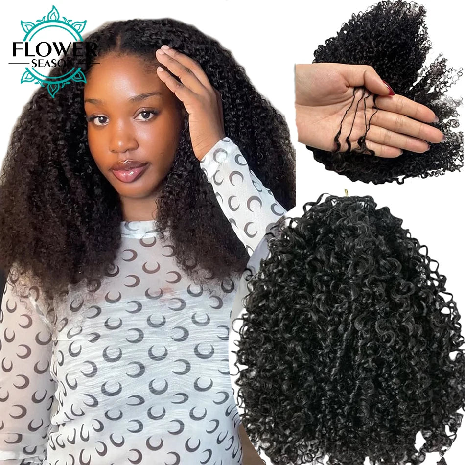 Crochet Human Hair Extensions Multi-Textured Kinky Curly Pre-Separated Crochet Hair Extensions Knotless Micro Twists For Women