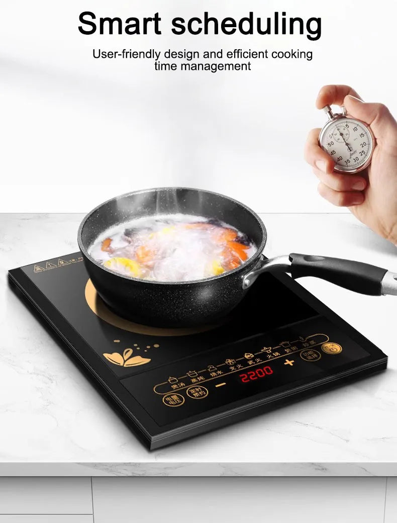 DMWD Electric Magnetic Induction Cooker Household Waterproof Small Hot Pot Heating Stove Touchpad Stir-fry Dish Cooking Oven EU