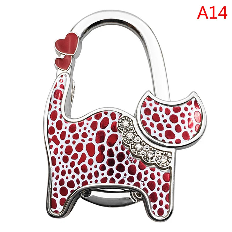 Protable Cat Shape Metal Bag Table Edge Hanger Holder Tiny Hooks Folding Bag Purse Hanger Handbag Hook Purse Tote Home Storage
