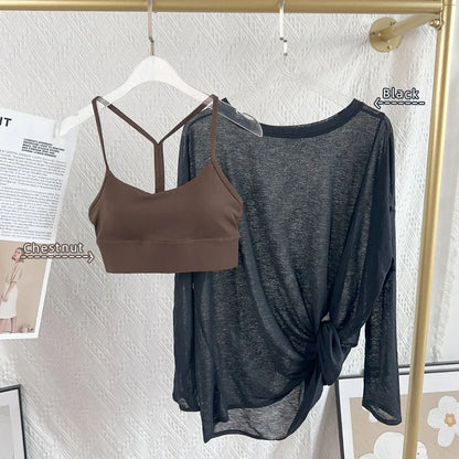 Women's Fitness Sports T-shirt Loose Long Sleeve Breathable Comfort Side-Opening Design Running Fitness Leisure Outdoor Yoga Top