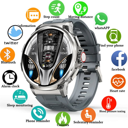 GPS Track health monitoring Men 1.85-Inch HD AMOLED Screen 360*360 Battery Sport Bluetooth Call Smartwatch New Gift