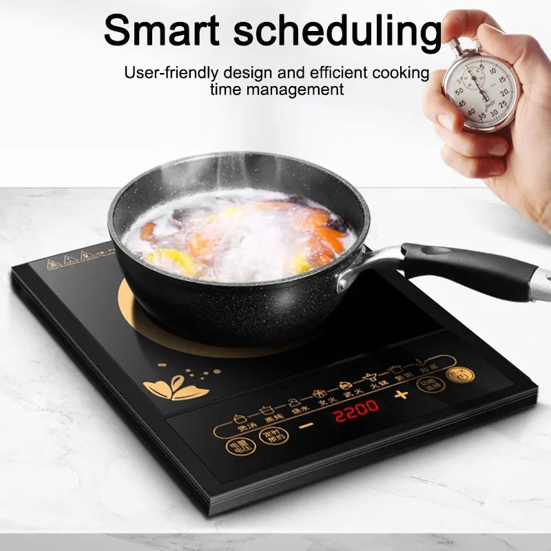 DMWD Electric Magnetic Induction Cooker Household Waterproof Small Hot Pot Heating Stove Touchpad Stir-fry Dish Cooking Oven EU