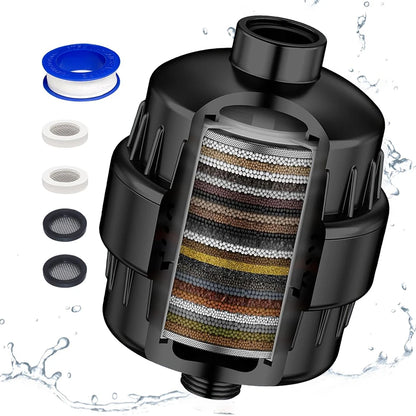 Shower Head Pre-shower Filter Large Flow to Remove Residual Chlorine 15-20 Level Skin Care Shower Water Purifier