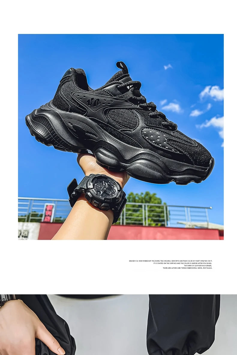 Sports Casual Men Shoes Anti Slip Wear-Resistant Trendy Breathable Outdoor Running Soft Platform Soles Comfort Male Sneakers