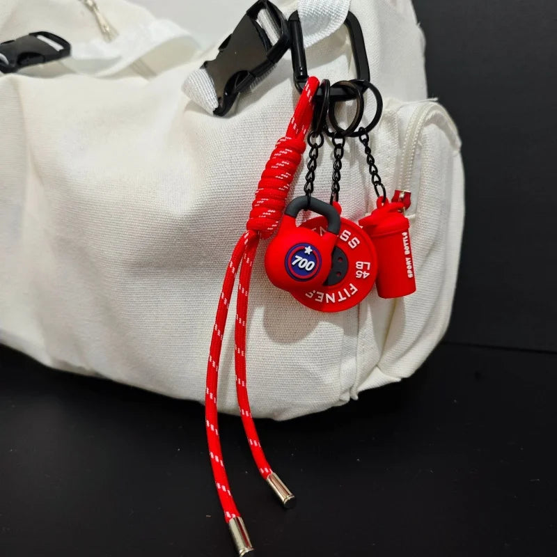 New Fitness Keychain Gym Lovers Fitness Enthusiast Gift Barbell Dumbbell Keychain Fitness Bag backpack Charms