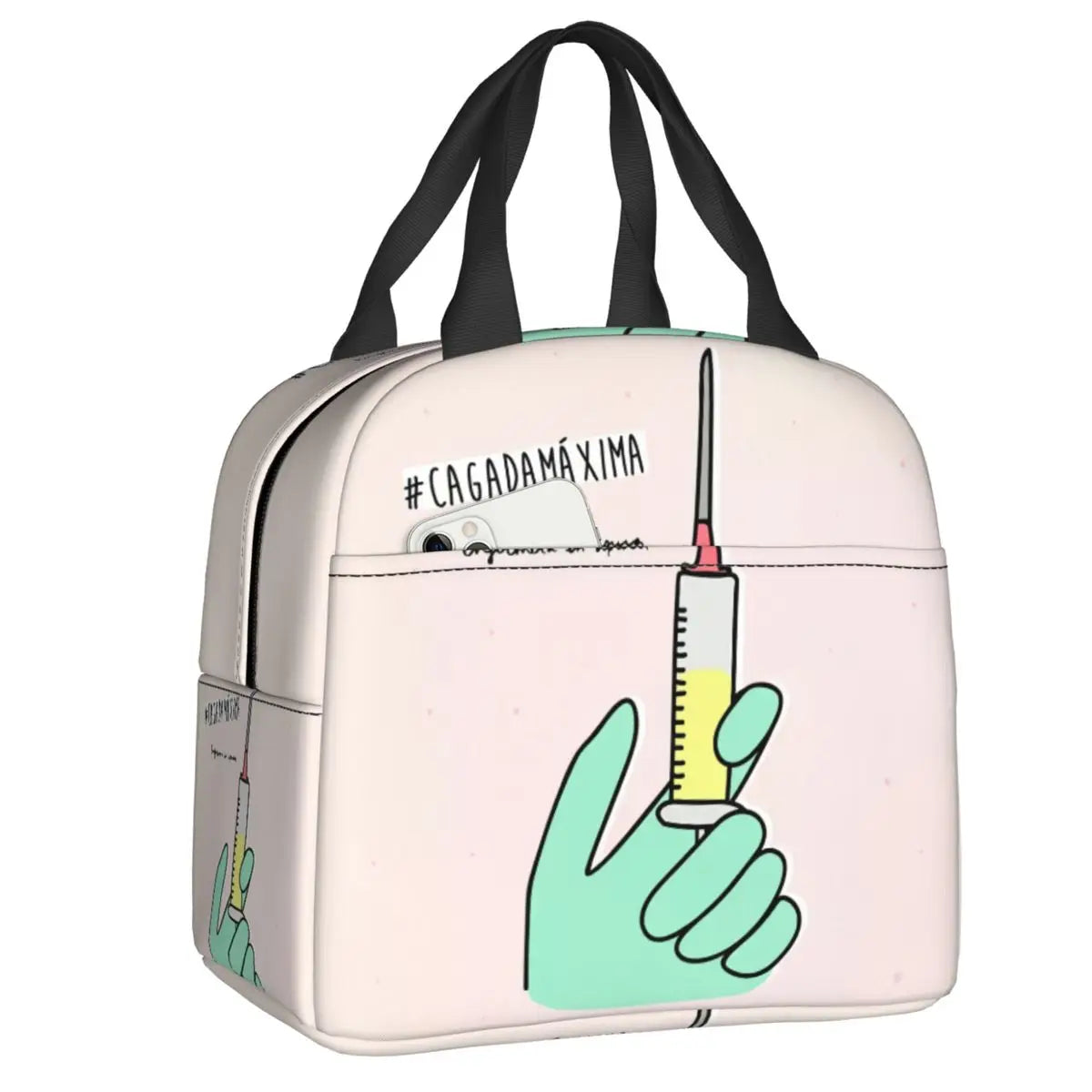 Custom Enfermera En Apuros Doctor Nurse Medical Health Insulated Lunch Bag for Women Portable Cooler Thermal Lunch Box School