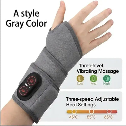 Red Light Therapy Wrist Massager 3000mAh Heated Vibration Brace for Carpal Tunnel Arthritis Pain Relief 36 Triple-Chip 660nm LED
