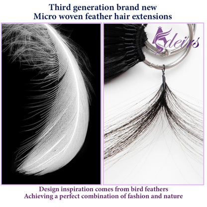 ADEIRS New Feather hair extensions 100% Human Hair Real Natural Hair Comfortable and Invisible Black Brown Blonde Straight