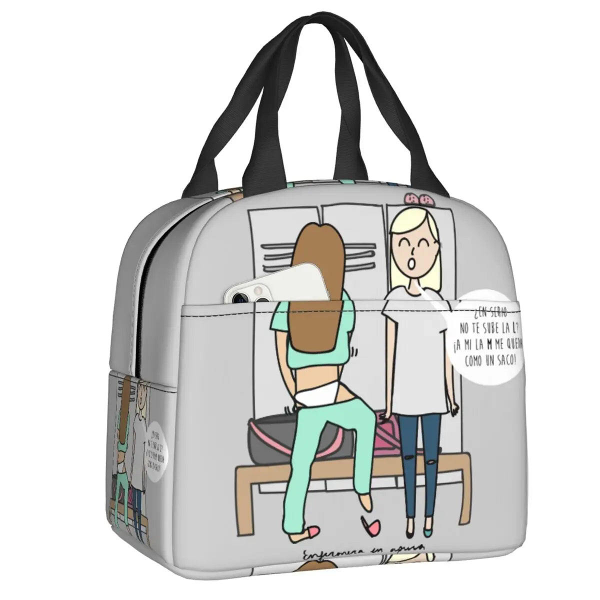 Custom Enfermera En Apuros Doctor Nurse Medical Health Insulated Lunch Bag for Women Portable Cooler Thermal Lunch Box School
