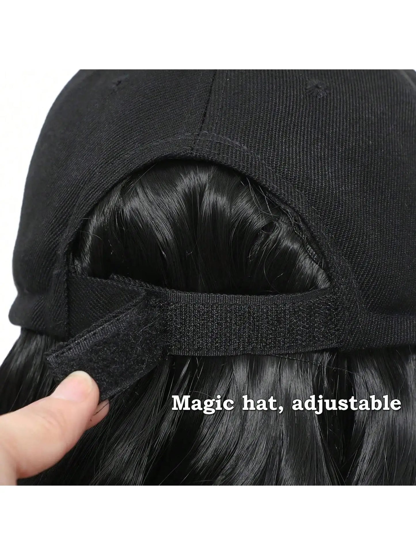 Baseball Cap Wig Long Natural Wavy Hair Extensions With Hat Heat Synthetic Fiber Extensions Adjustable Hat Wig for Women