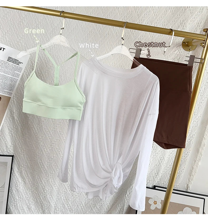 Women's Fitness Sports T-shirt Loose Long Sleeve Breathable Comfort Side-Opening Design Running Fitness Leisure Outdoor Yoga Top