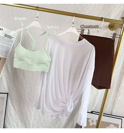Women's Fitness Sports T-shirt Loose Long Sleeve Breathable Comfort Side-Opening Design Running Fitness Leisure Outdoor Yoga Top