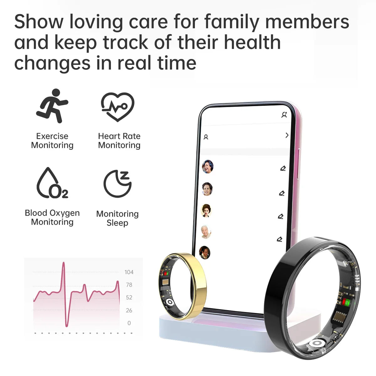 2026 New Health Smart Ring 5ATM Waterproof Heart Rate/Sleep Monitoring Fitness Tracker Wireless Call  for Men Women Gift Choice