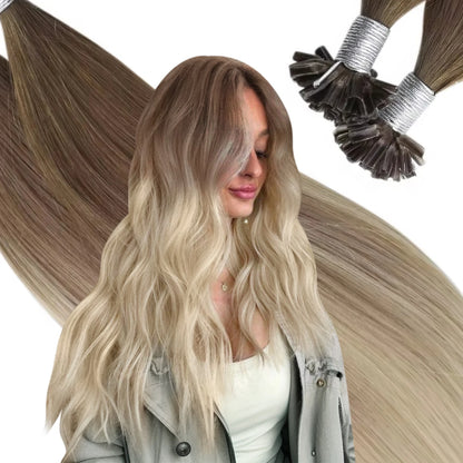 Ugeat U Tip Hair Extension Human Hair 1g/s Nail U Tip Hair For Women 14-24" Pre Bonded Hair Extensions 50g/100g Keratin Tip Hair