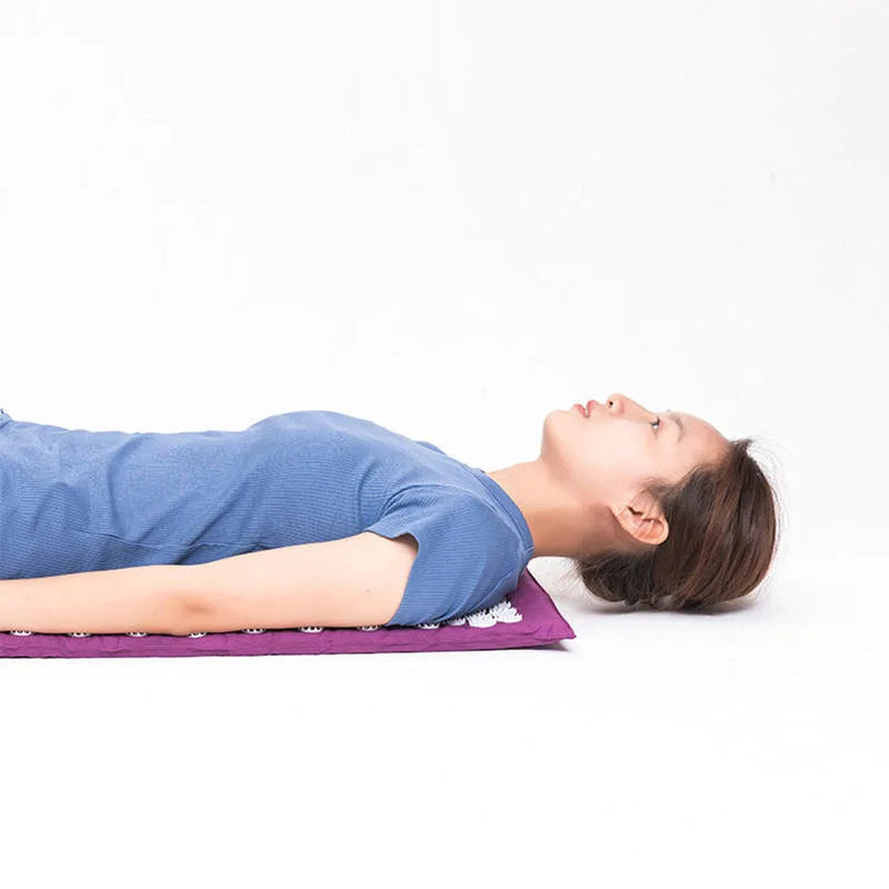 Acupuncture Massager Yoga Mat Pillow Massage Pain Relief Stress Back Pain Spike Acupuncture Mat and Pillow Set with Bag
