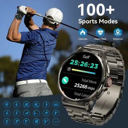 GPS Track health monitoring Men 1.85-Inch HD AMOLED Screen 360*360 Battery Sport Bluetooth Call Smartwatch New Gift