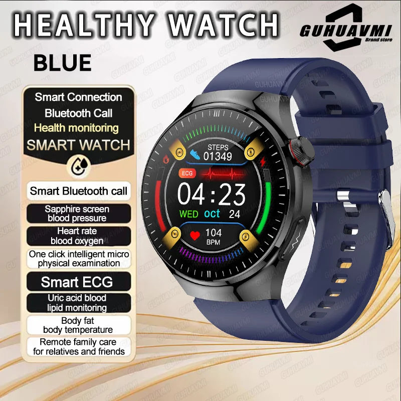 2025 Fashion New Men Dody Health Monitoring Smart Watch Blood Pressure Blood Lipid Uric Acid ECG+PPG NFC HD Bluetooth Call Watch