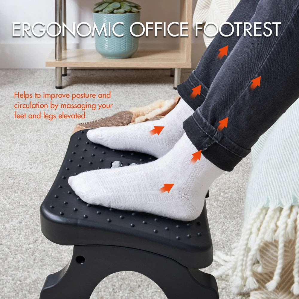 Under Desk Footrest Ergonomic Foot Stool with Massage Rollers Max-Load 120Lbs Desk Leg Rest Pain Relief for Home Office Work - Fitmora™