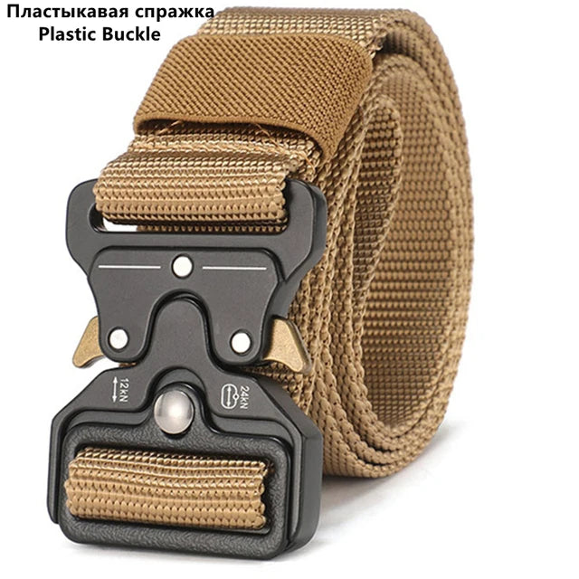 Tactical Belt for Men Quick-Release Buckle Heavy-Duty Nylon Webbing for Outdoor Hunting Survival Gear