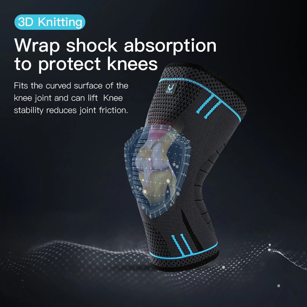 1 Pc Compression Knee Support Sleeve Elastic Knee Pads Brace Springs Gym Sports Protector Basketball Hiking leg guards - Fitmora™