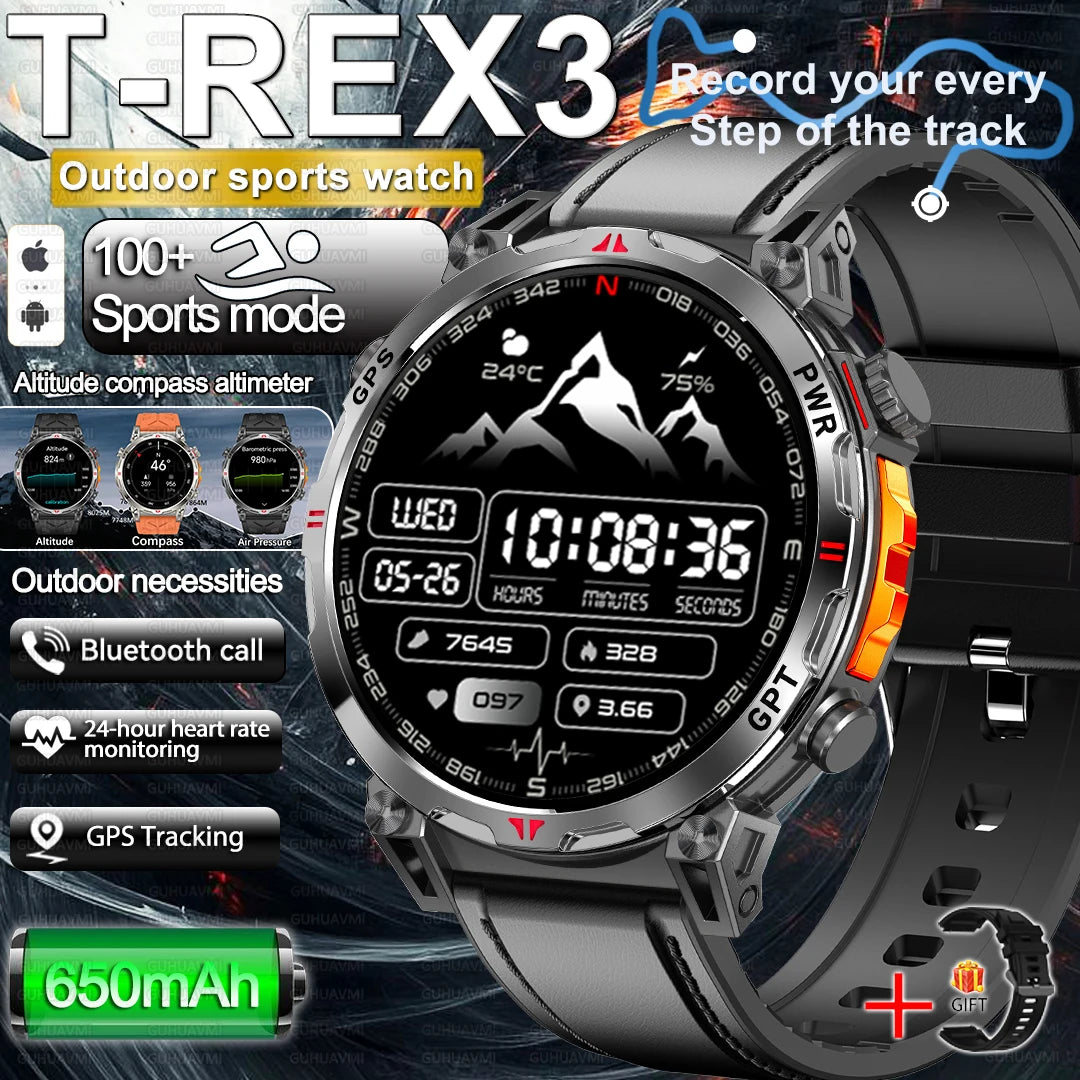 2025 New Military Dual-Band GPS SmartWatch Compass 10ATM Waterproof Tactics Compass Altimeter 100+Sport BT call Smart Watch Men - Fitmora™