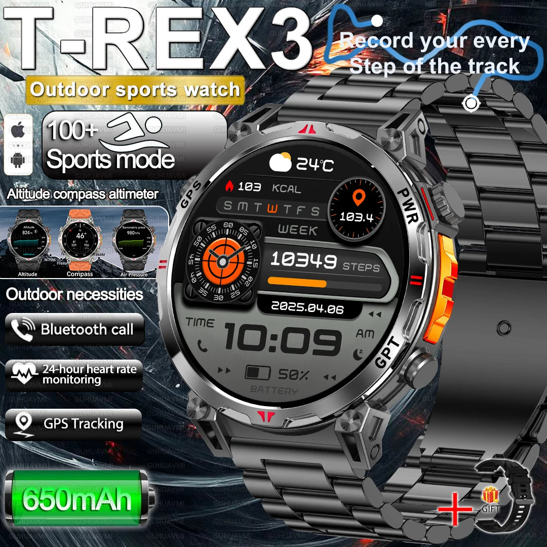 2025 New Military Dual-Band GPS SmartWatch Compass 10ATM Waterproof Tactics Compass Altimeter 100+Sport BT call Smart Watch Men - Fitmora™