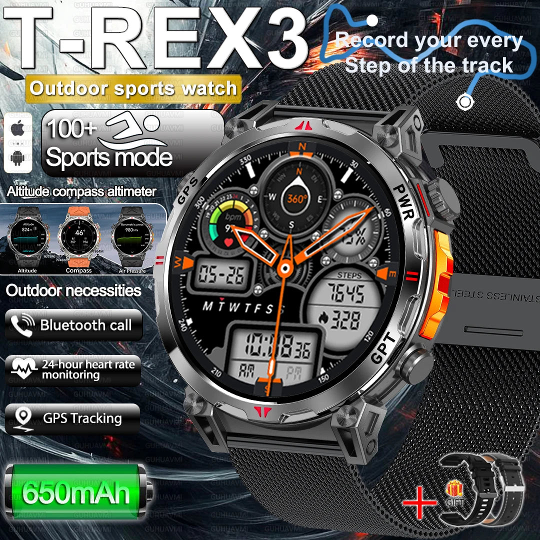 2025 New Military Dual-Band GPS SmartWatch Compass 10ATM Waterproof Tactics Compass Altimeter 100+Sport BT call Smart Watch Men - Fitmora™