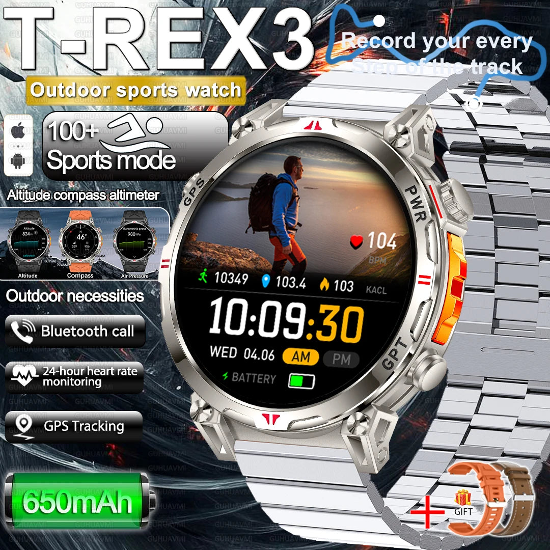 2025 New Military Dual-Band GPS SmartWatch Compass 10ATM Waterproof Tactics Compass Altimeter 100+Sport BT call Smart Watch Men - Fitmora™