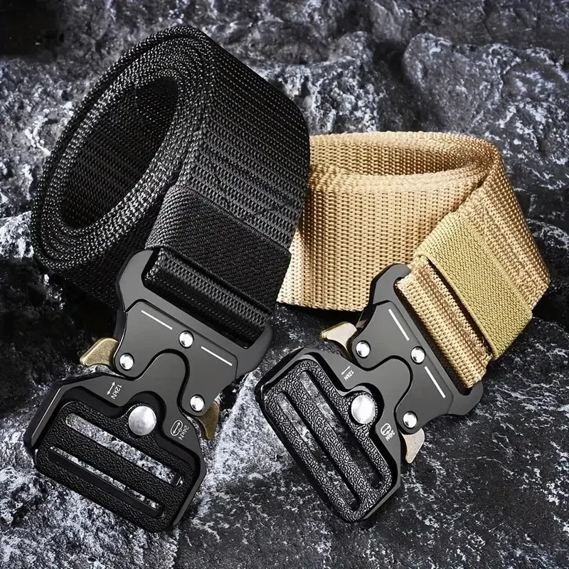 Tactical Belt for Men Quick-Release Buckle Heavy-Duty Nylon Webbing for Outdoor Hunting Survival Gear