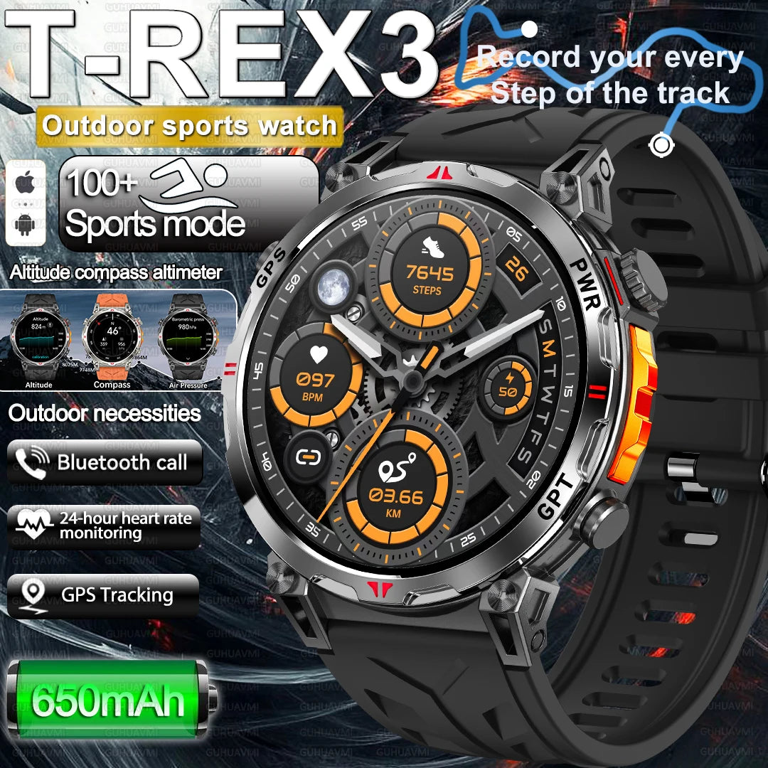 2025 New Military Dual-Band GPS SmartWatch Compass 10ATM Waterproof Tactics Compass Altimeter 100+Sport BT call Smart Watch Men - Fitmora™