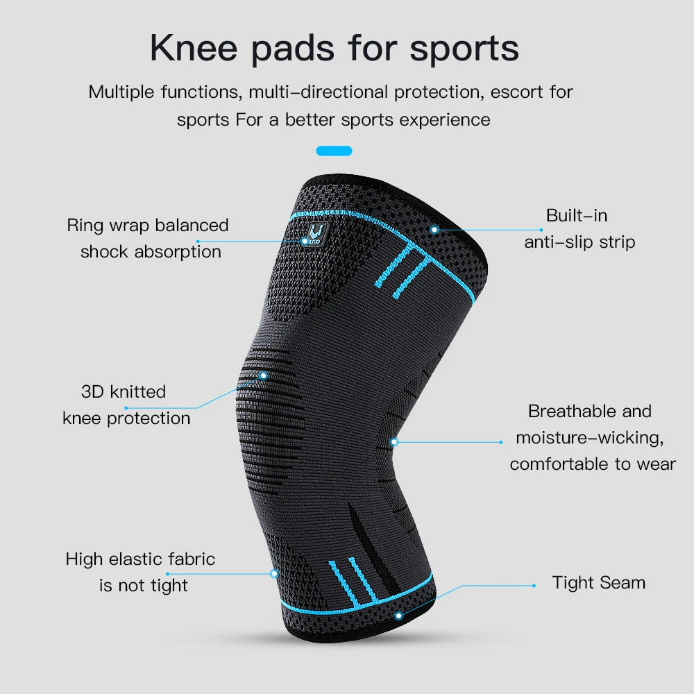 1 Pc Compression Knee Support Sleeve Elastic Knee Pads Brace Springs Gym Sports Protector Basketball Hiking leg guards - Fitmora™