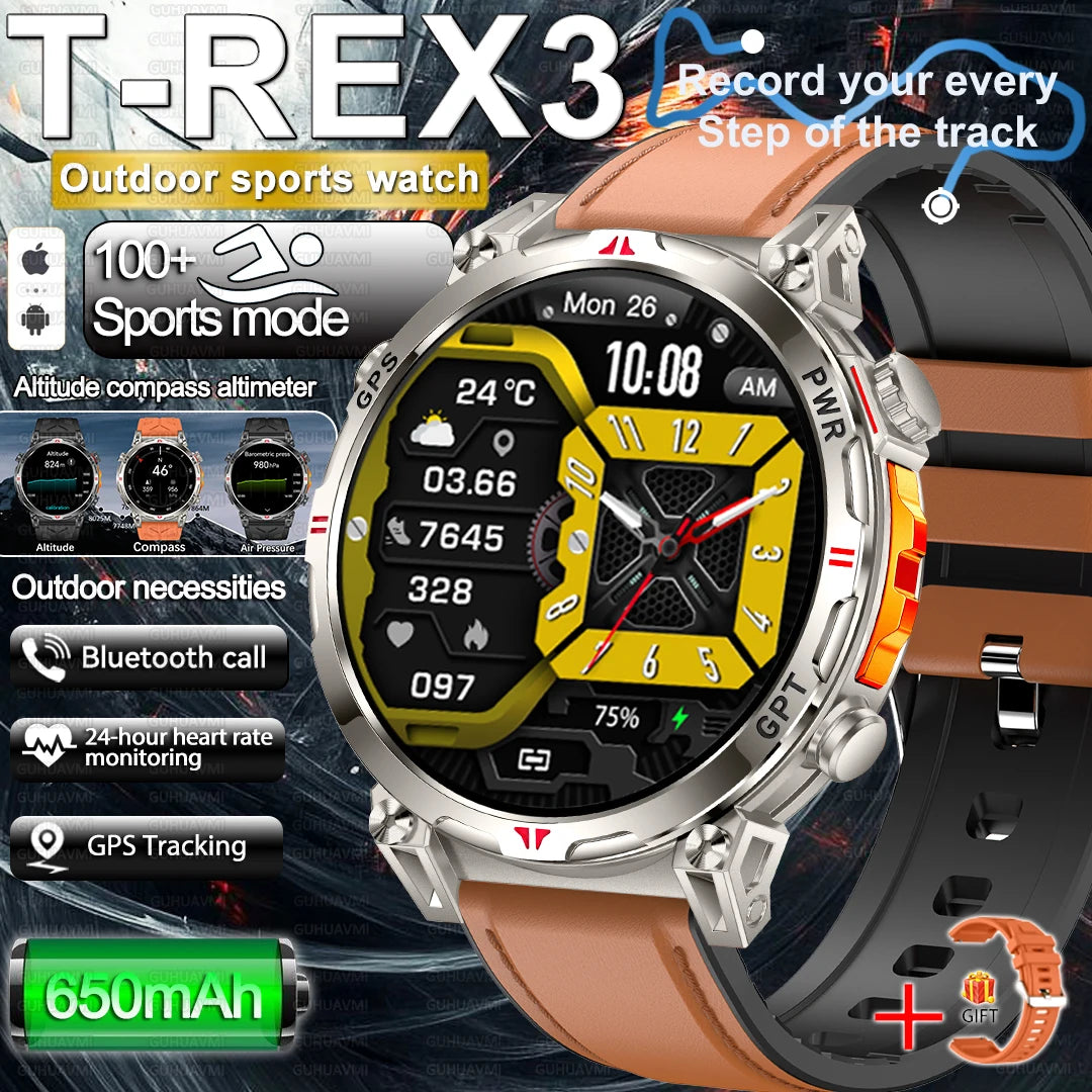 2025 New Military Dual-Band GPS SmartWatch Compass 10ATM Waterproof Tactics Compass Altimeter 100+Sport BT call Smart Watch Men - Fitmora™